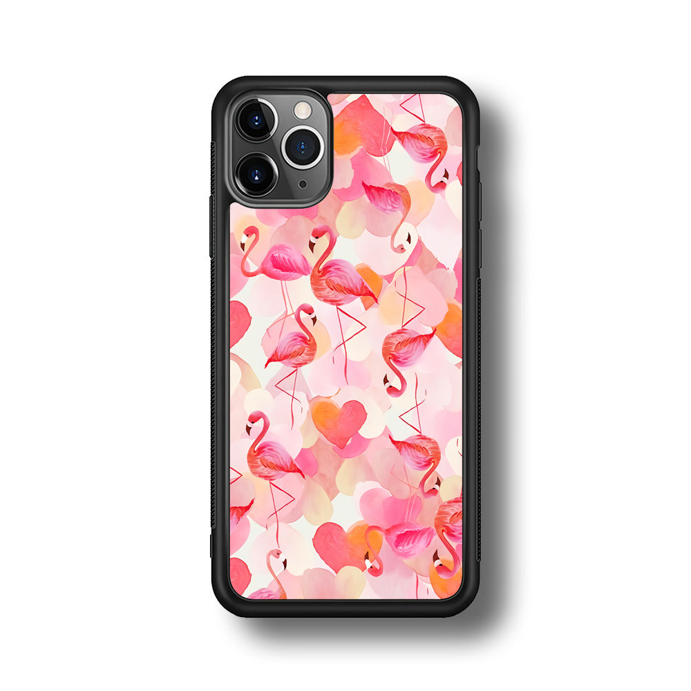 Beautiful Flamingo Art iPhone 11 Pro Case-Phone Case-Rubber Black (2D Case)-Altracase