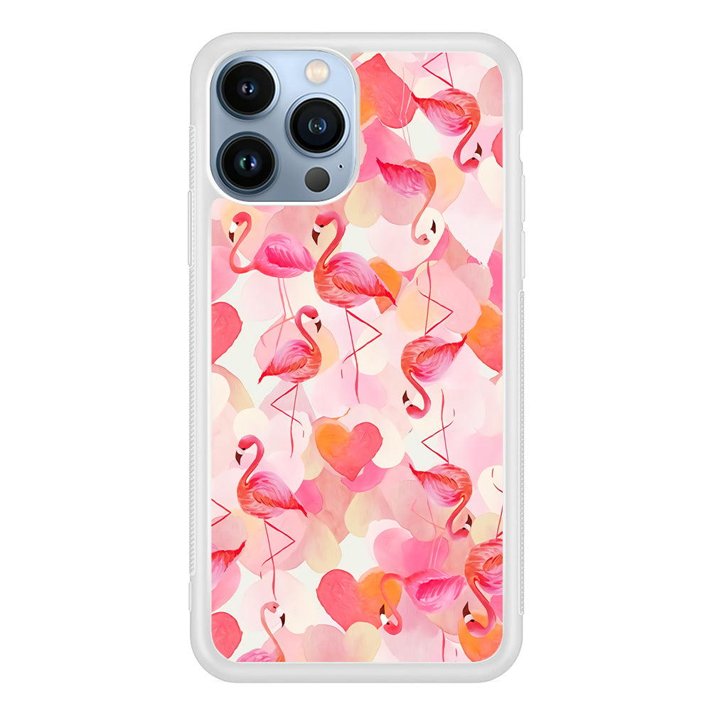 Beautiful Flamingo Art iPhone 15 Pro Case-Phone Case-Rubber White (2D Case)-Altracase