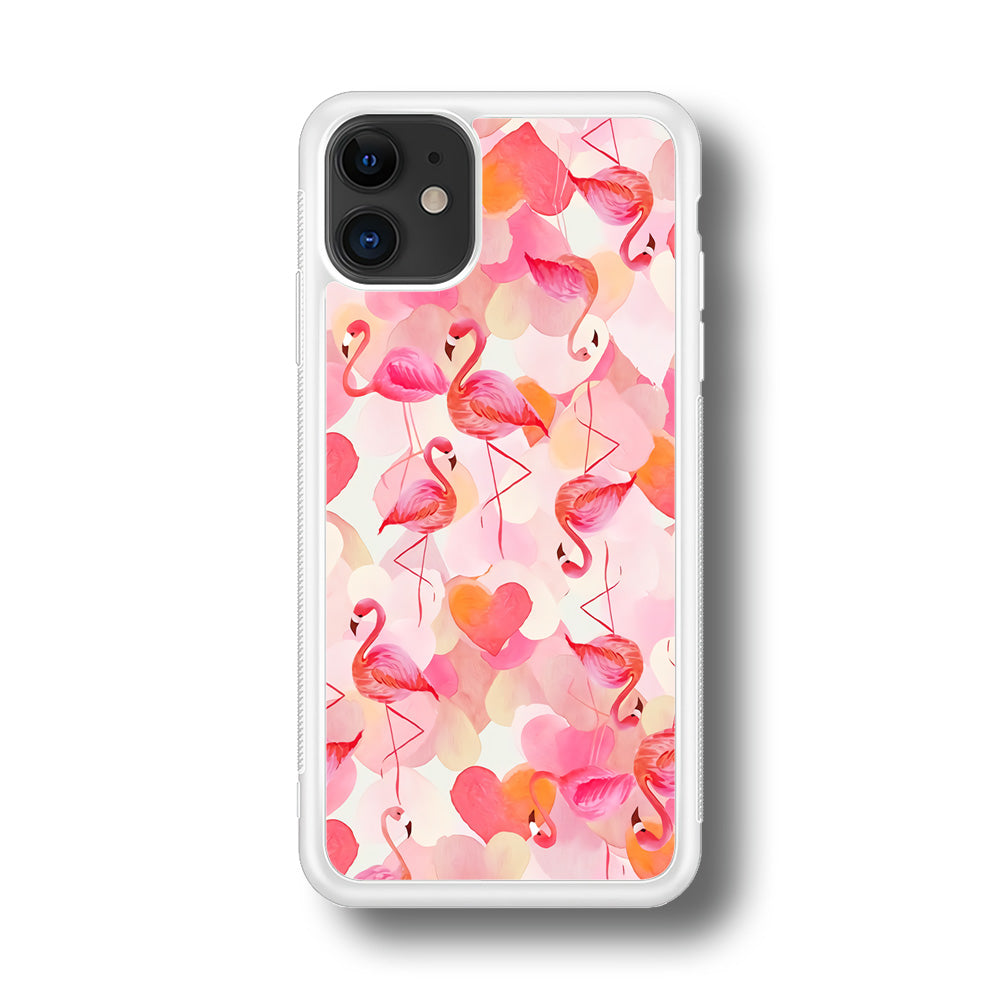 Beautiful Flamingo Art iPhone 11 Case-Phone Case-Rubber White (2D Case)-Altracase