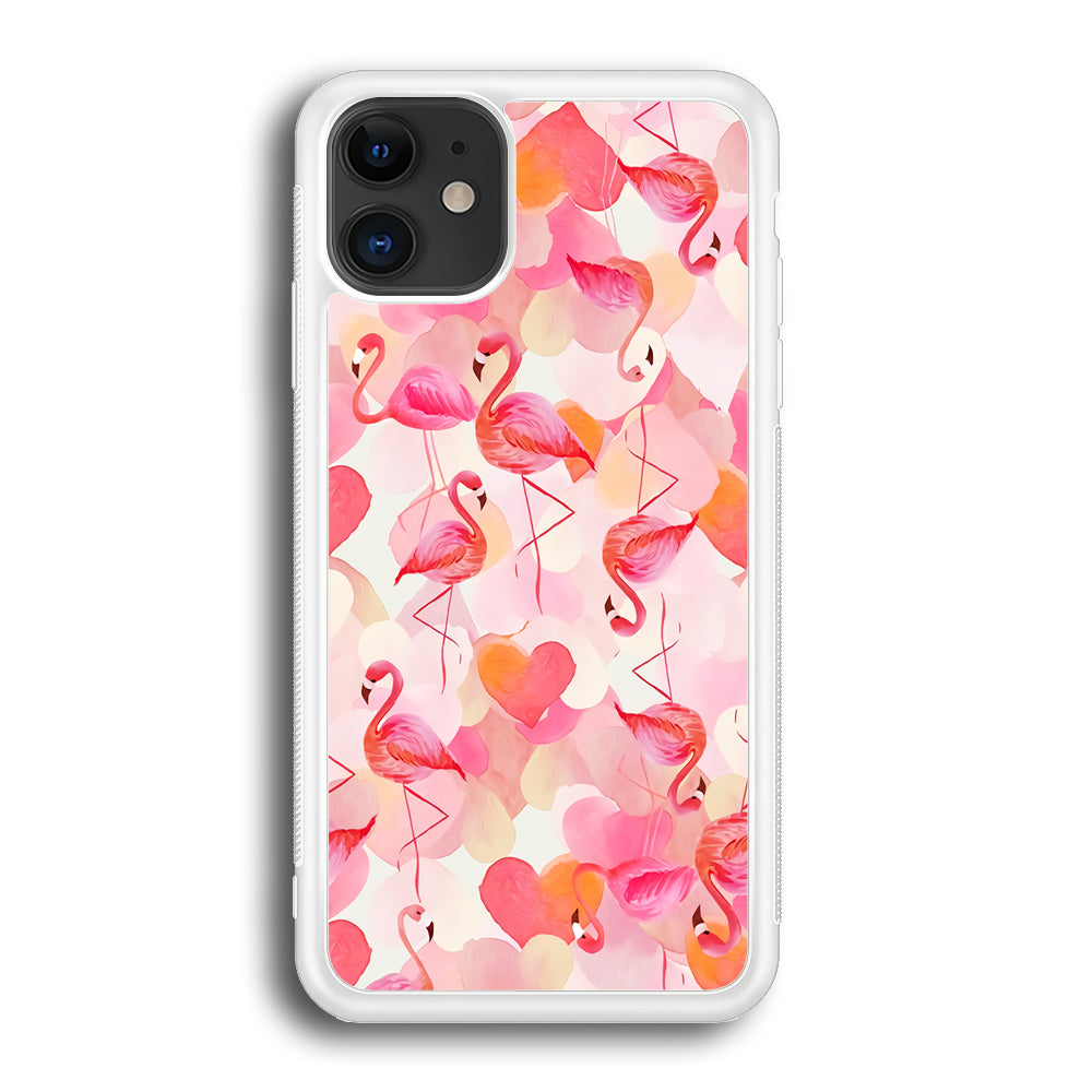 Beautiful Flamingo Art iPhone 12 Case-Phone Case-Rubber White (2D Case)-Altracase