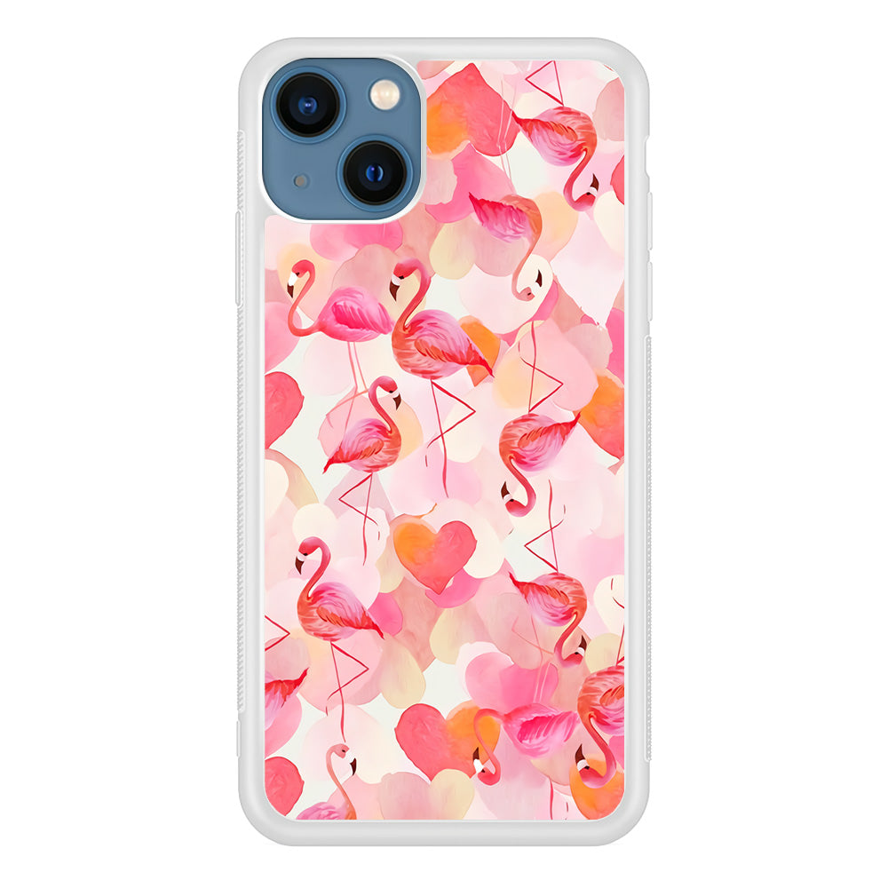 Beautiful Flamingo Art iPhone 15 Case-Phone Case-Rubber White (2D Case)-Altracase