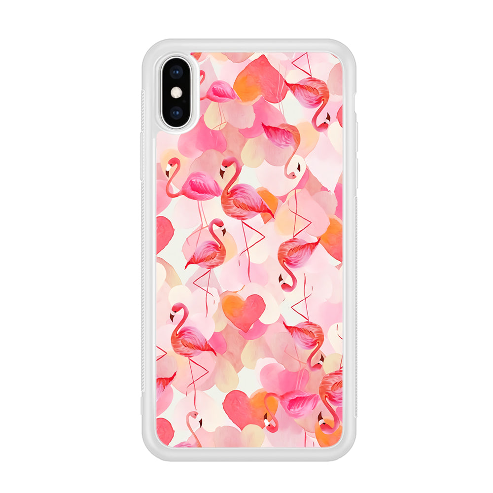 Beautiful Flamingo Art iPhone X Case-Phone Case-Rubber White (2D Case)-Altracase