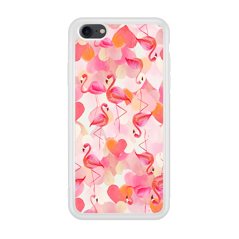 Beautiful Flamingo Art iPhone 7 Case-Phone Case-Rubber White (2D Case)-Altracase