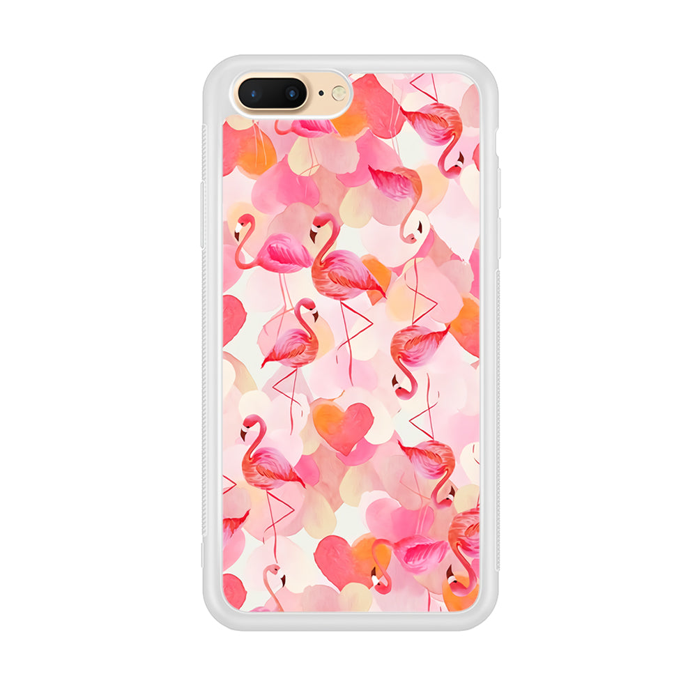 Beautiful Flamingo Art iPhone 8 Plus Case-Phone Case-Rubber White (2D Case)-Altracase