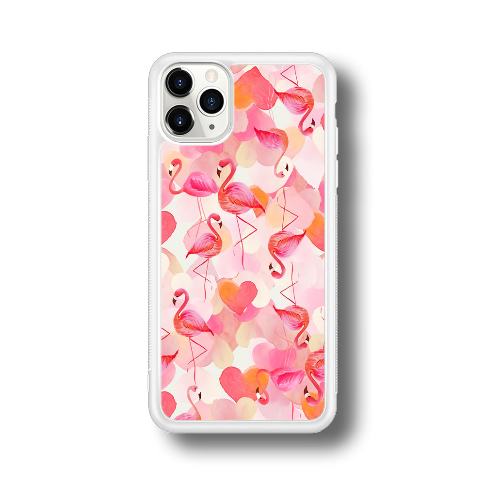 Beautiful Flamingo Art iPhone 11 Pro Case-Phone Case-Rubber White (2D Case)-Altracase