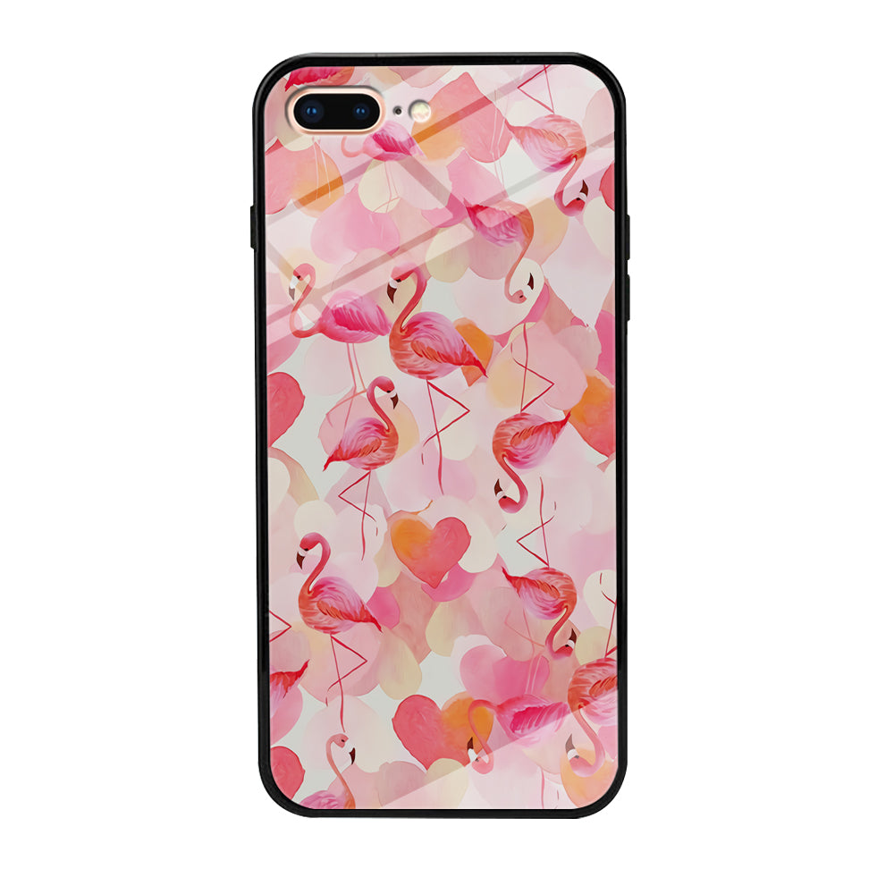 Beautiful Flamingo Art iPhone 8 Plus Case-Phone Case-Tempered Glass Case-Altracase