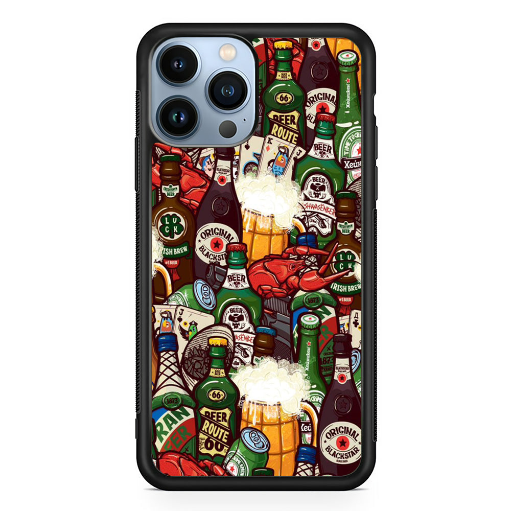 Beer Bottle Art iPhone 15 Pro Max Case-Phone Case-Rubber Black (2D Case)-Altracase