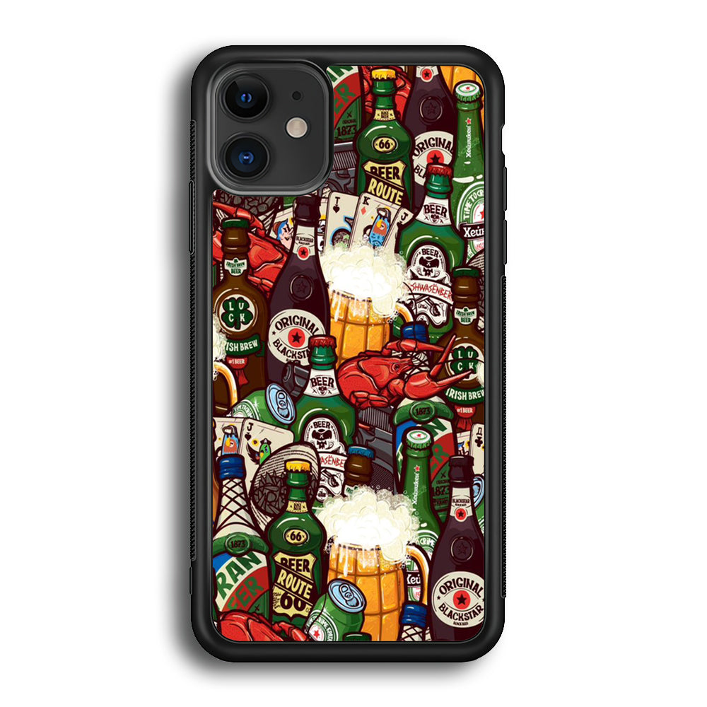 Beer Bottle Art iPhone 12 Case-Phone Case-Rubber Black (2D Case)-Altracase