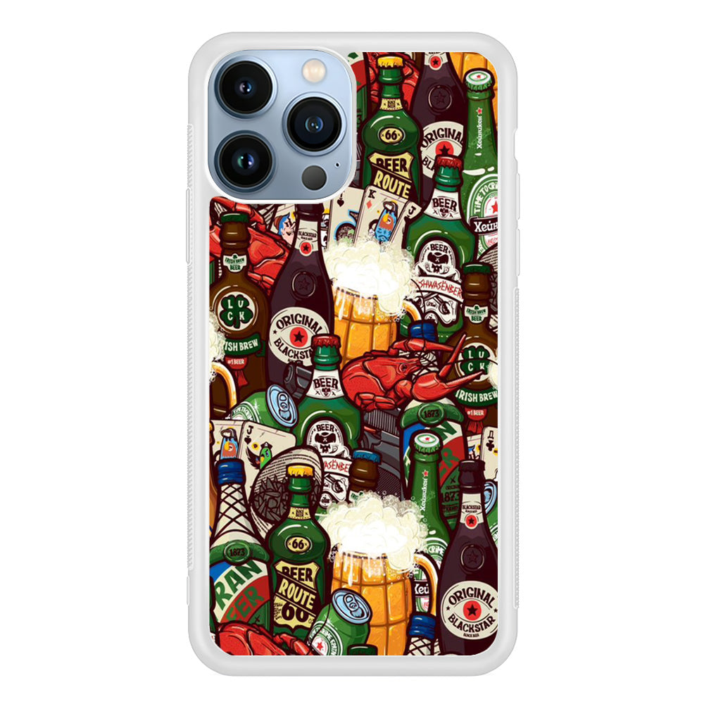 Beer Bottle Art iPhone 15 Pro Case-Phone Case-Rubber White (2D Case)-Altracase