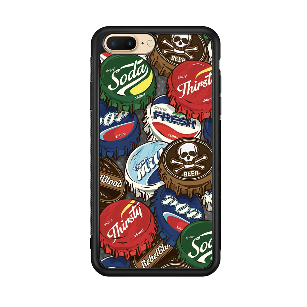 Bottle Cap Doodle iPhone 8 Plus Case-Phone Case-Rubber Black (2D Case)-Altracase