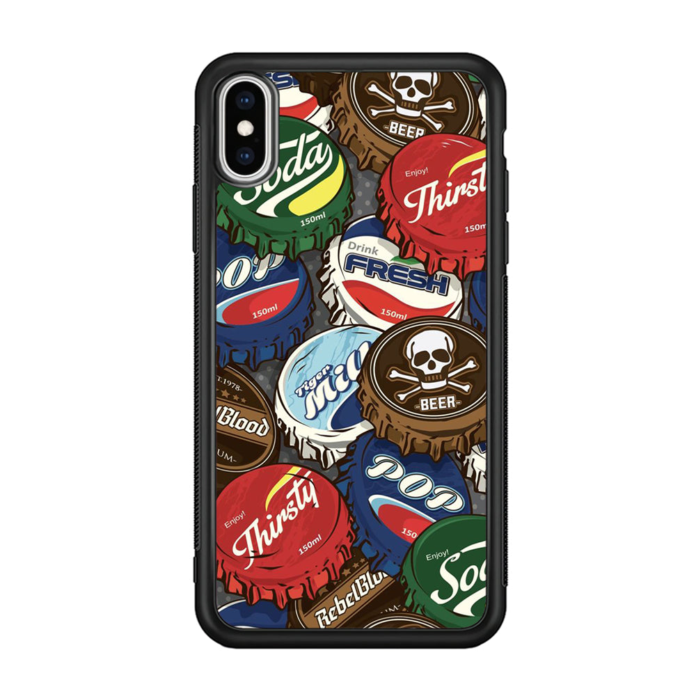 Bottle Cap Doodle iPhone Xs Case-Phone Case-Rubber Black (2D Case)-Altracase