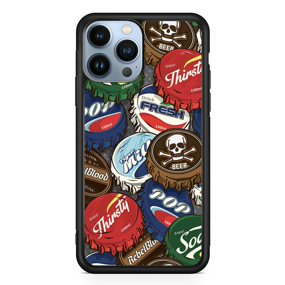 Bottle Cap Doodle iPhone 15 Pro Case-Phone Case-Rubber Black (2D Case)-Altracase