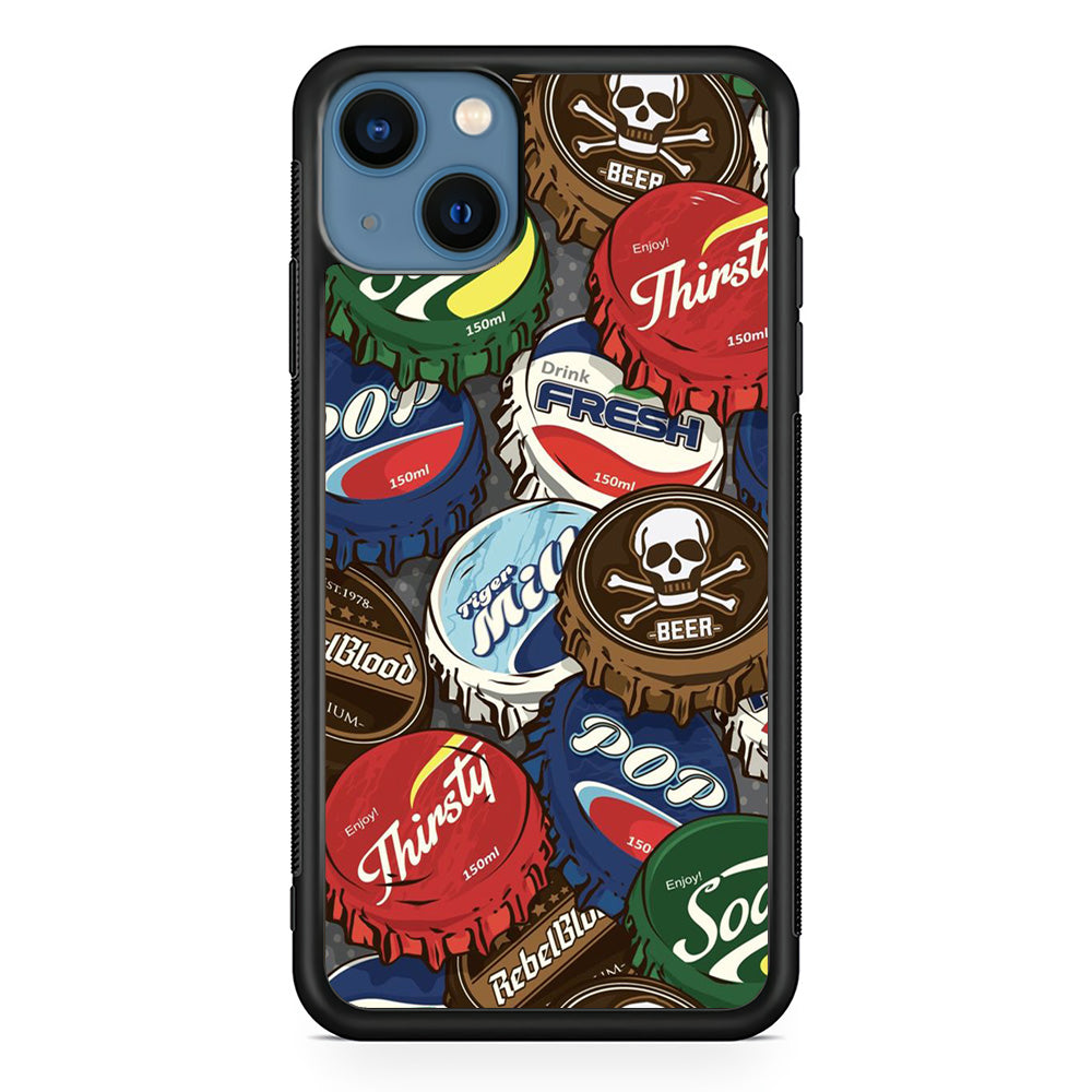 Bottle Cap Doodle iPhone 13 Case-Phone Case-Rubber Black (2D Case)-Altracase