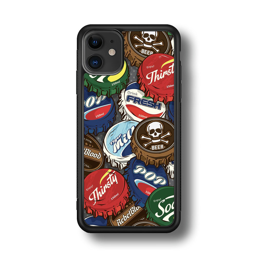 Bottle Cap Doodle iPhone 11 Case-Phone Case-Rubber Black (2D Case)-Altracase