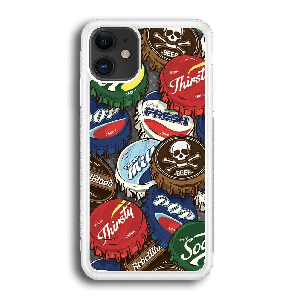 Bottle Cap Doodle iPhone 12 Case-Phone Case-Rubber White (2D Case)-Altracase