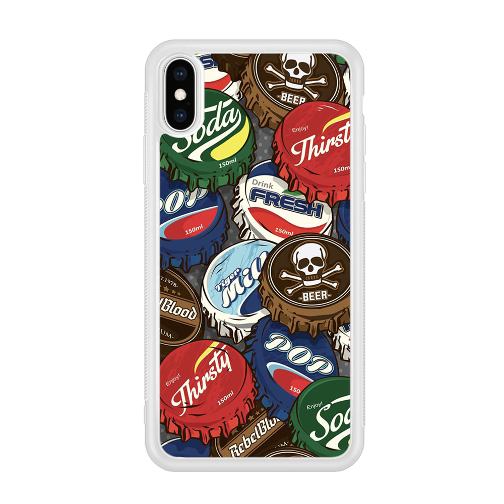 Bottle Cap Doodle iPhone Xs Case-Phone Case-Rubber White (2D Case)-Altracase