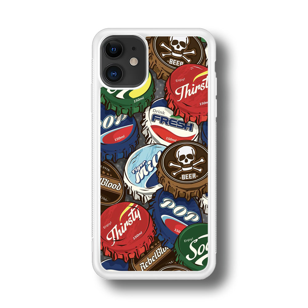 Bottle Cap Doodle iPhone 11 Case-Phone Case-Rubber White (2D Case)-Altracase