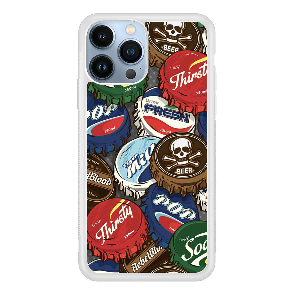 Bottle Cap Doodle iPhone 15 Pro Case-Phone Case-Rubber White (2D Case)-Altracase