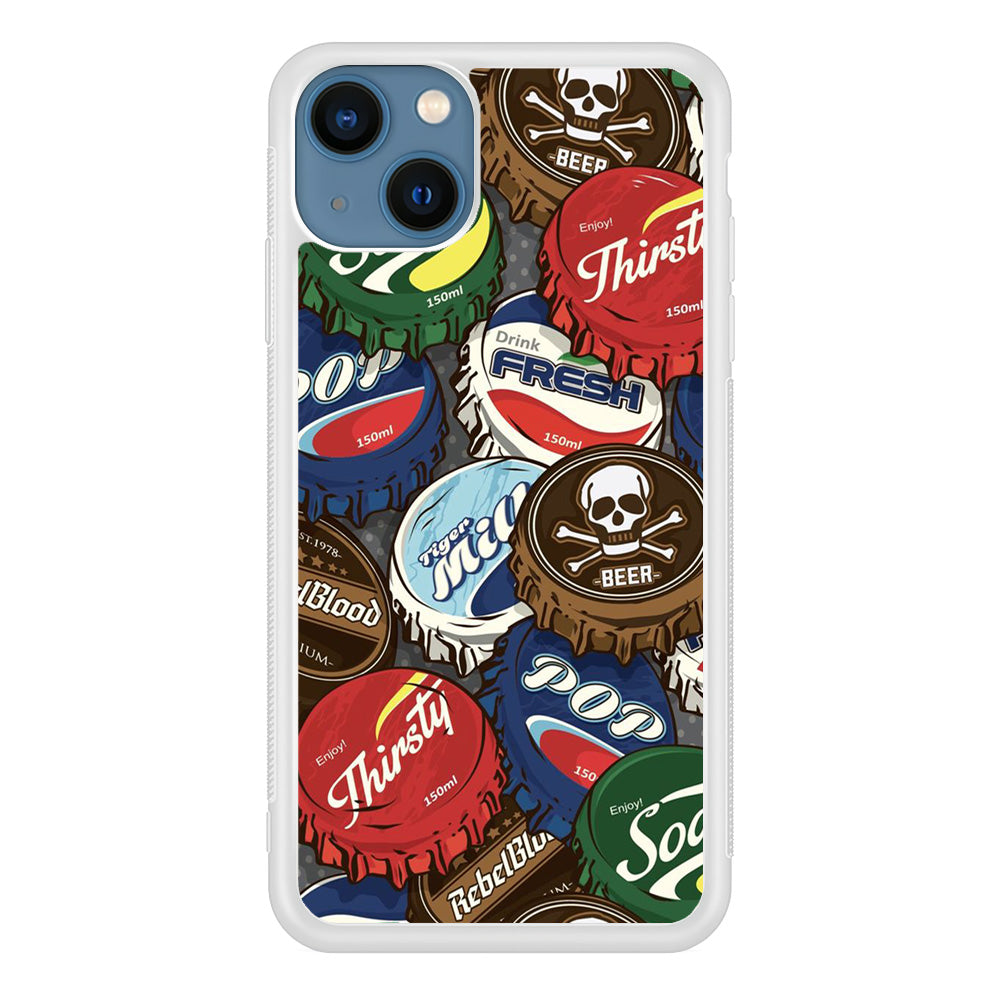 Bottle Cap Doodle iPhone 13 Case-Phone Case-Rubber White (2D Case)-Altracase