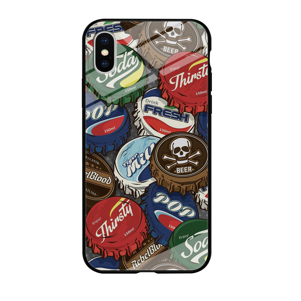 Bottle Cap Doodle iPhone Xs Case-Phone Case-Tempered Glass Case-Altracase