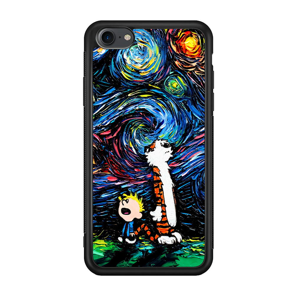 Calvin and Hobbes Starry Night iPhone 7 Case-Phone Case-Rubber Black (2D Case)-Altracase