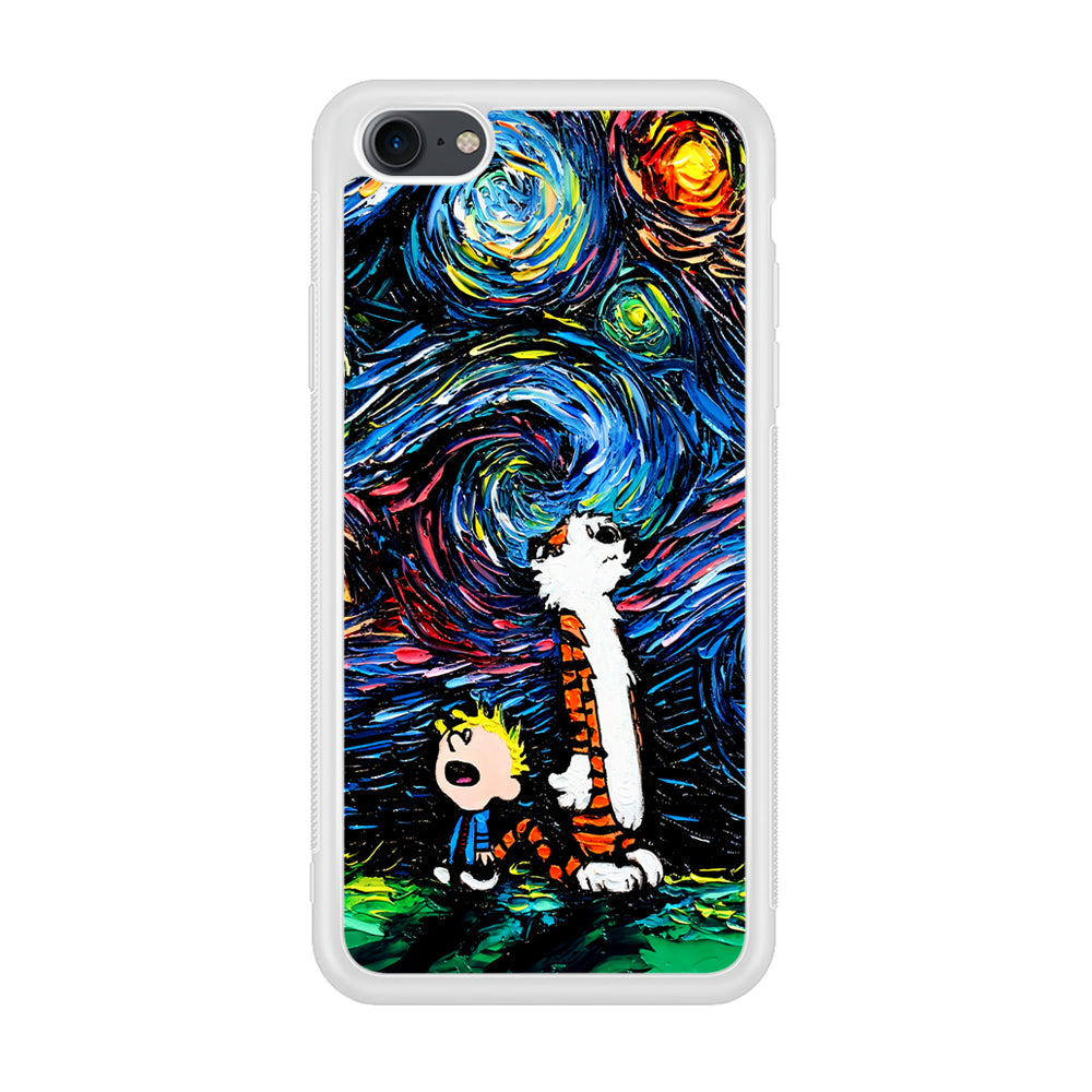Calvin and Hobbes Starry Night iPhone 7 Case-Phone Case-Rubber White (2D Case)-Altracase
