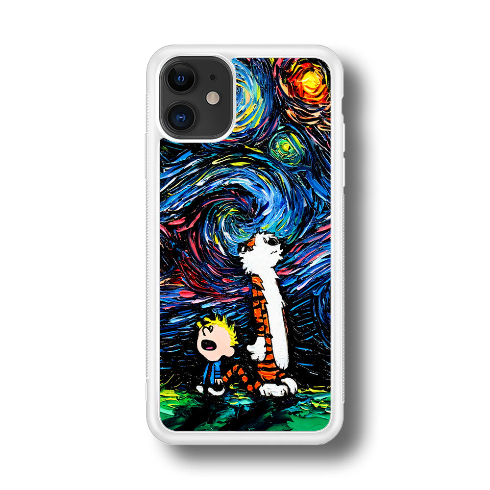 Calvin and Hobbes Starry Night iPhone 11 Case-Phone Case-Rubber White (2D Case)-Altracase