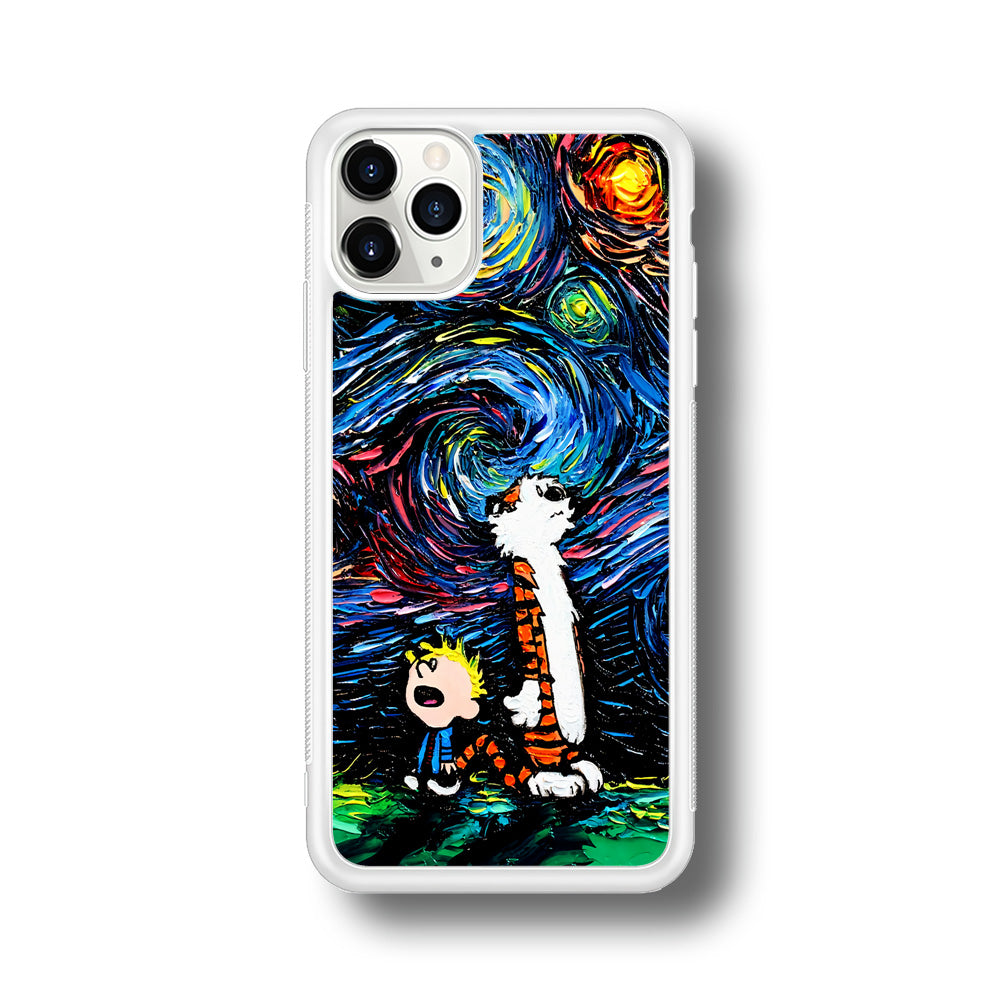 Calvin and Hobbes Starry Night iPhone 11 Pro Case-Phone Case-Rubber White (2D Case)-Altracase