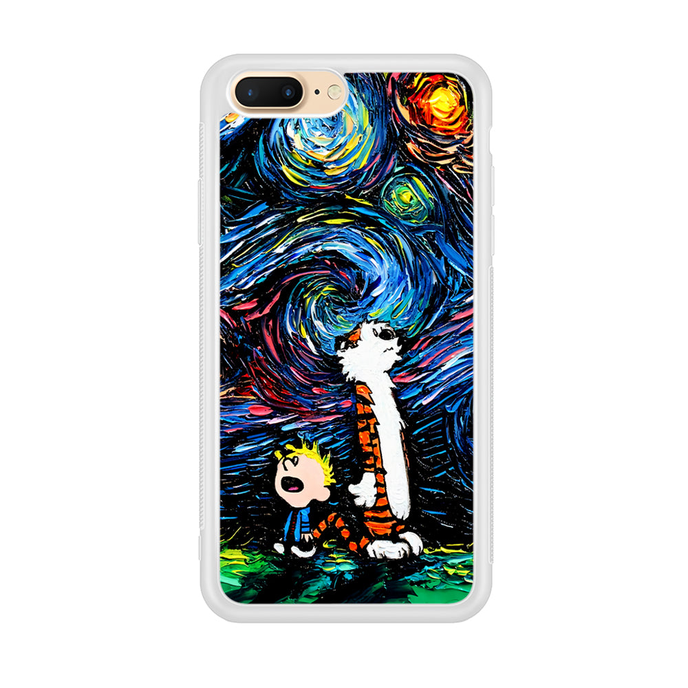 Calvin and Hobbes Starry Night iPhone 8 Plus Case-Phone Case-Rubber White (2D Case)-Altracase