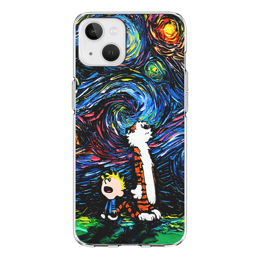 Calvin and Hobbes Starry Night iPhone 13 Mini Case-Phone Case-Clear Soft Case-Altracase
