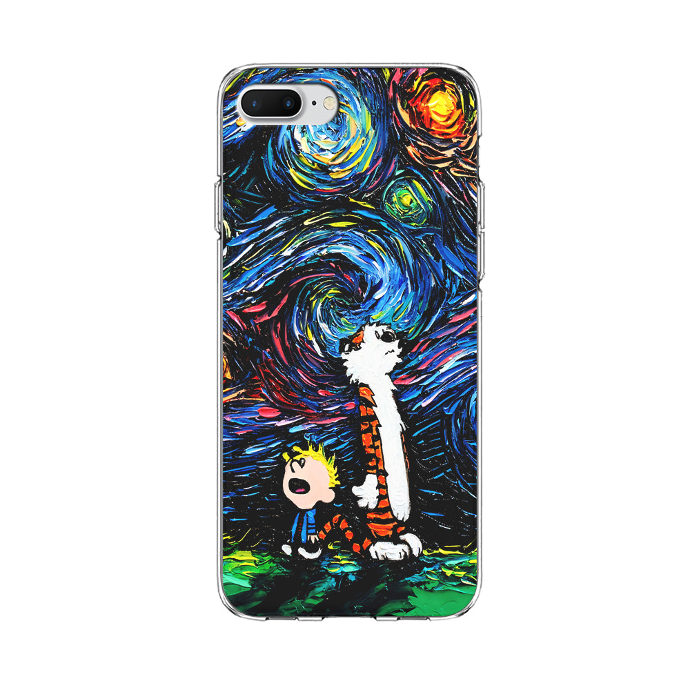 Calvin and Hobbes Starry Night iPhone 8 Plus Case-Phone Case-Clear Soft Case-Altracase
