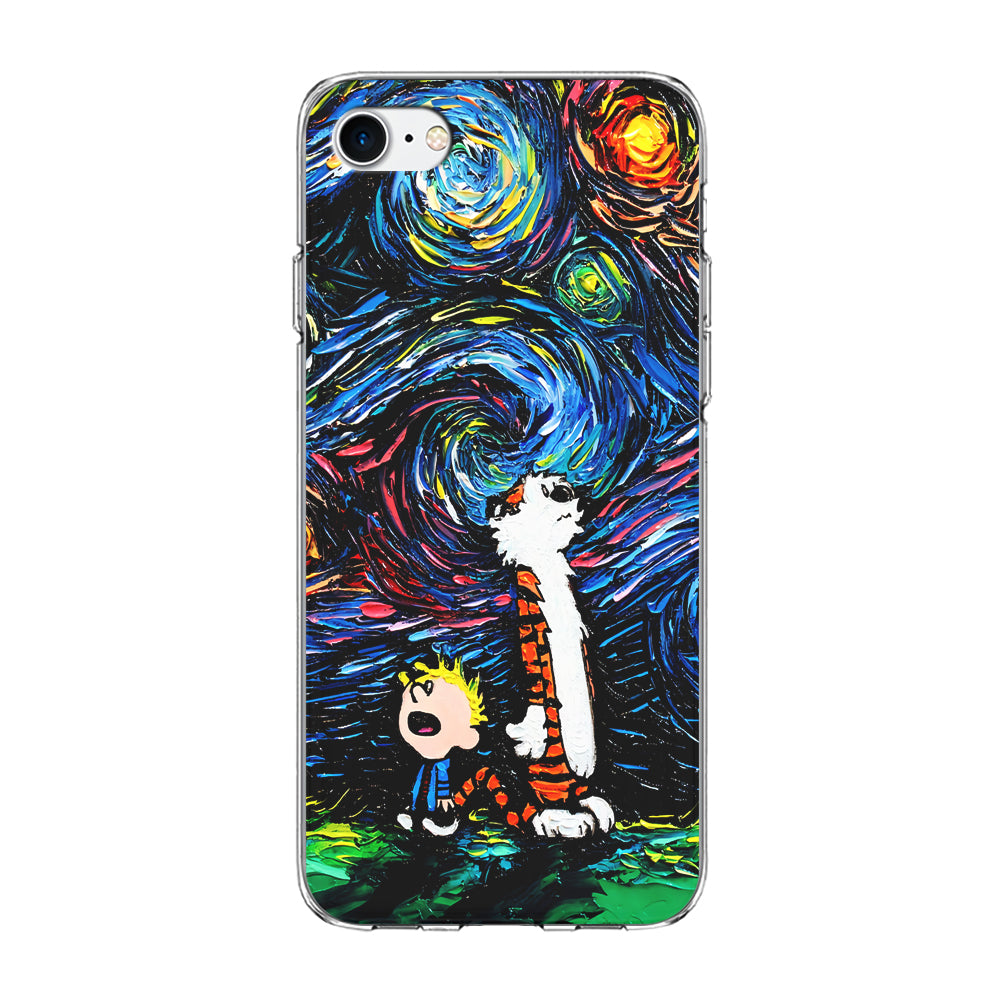 Calvin and Hobbes Starry Night iPhone SE 3 2022 Case-Phone Case-Clear Soft Case-Altracase