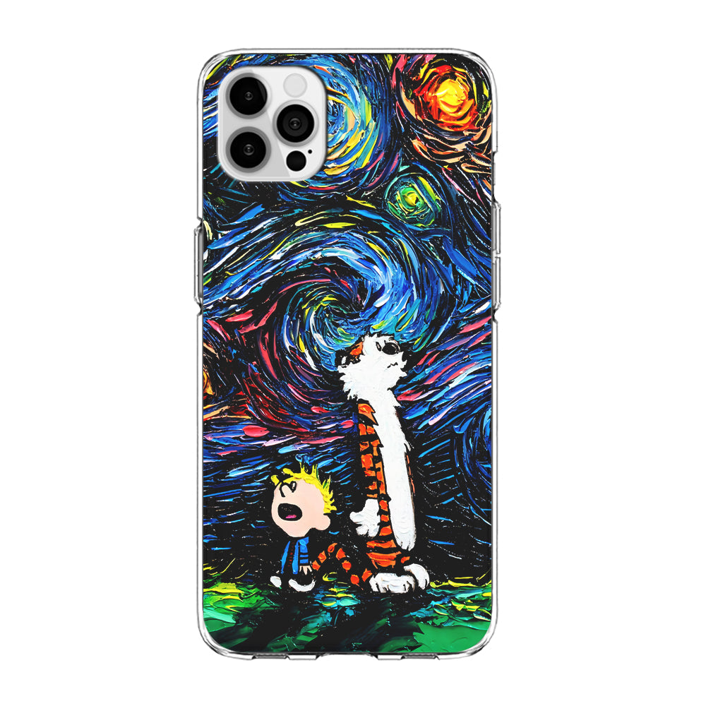 Calvin and Hobbes Starry Night iPhone 13 Pro Case-Phone Case-Clear Soft Case-Altracase