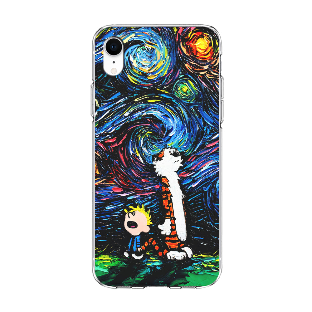 Calvin and Hobbes Starry Night iPhone XR Case-Phone Case-Clear Soft Case-Altracase