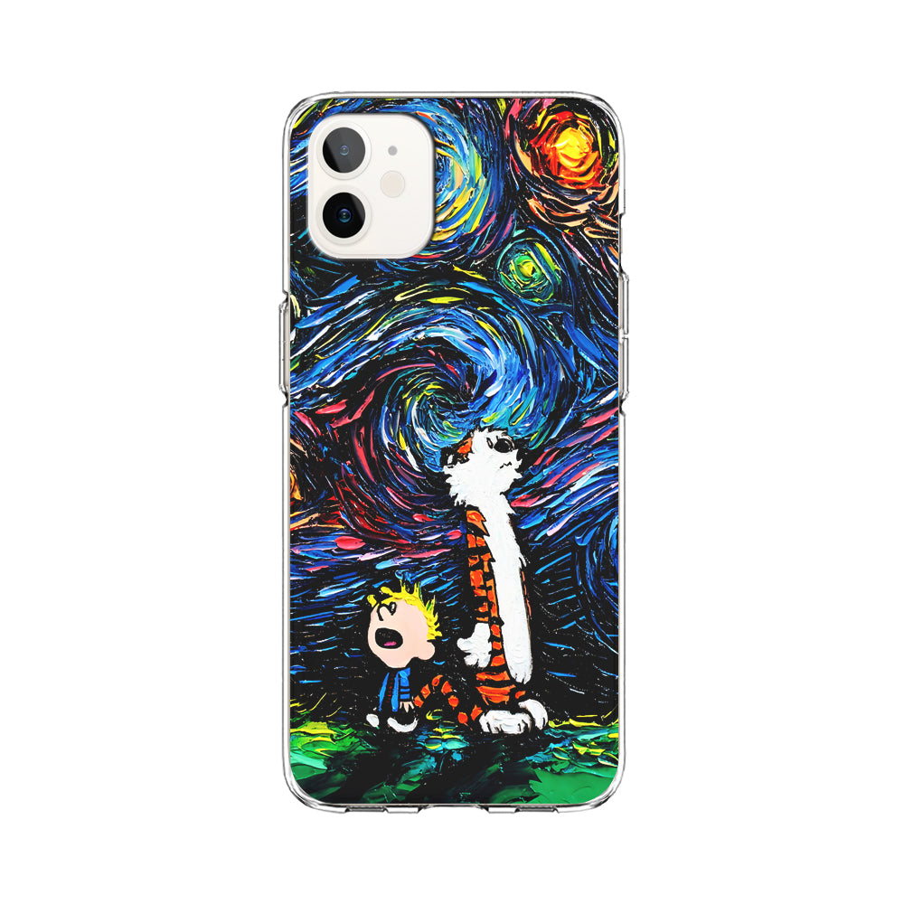 Calvin and Hobbes Starry Night iPhone 12 Case-Phone Case-Clear Soft Case-Altracase