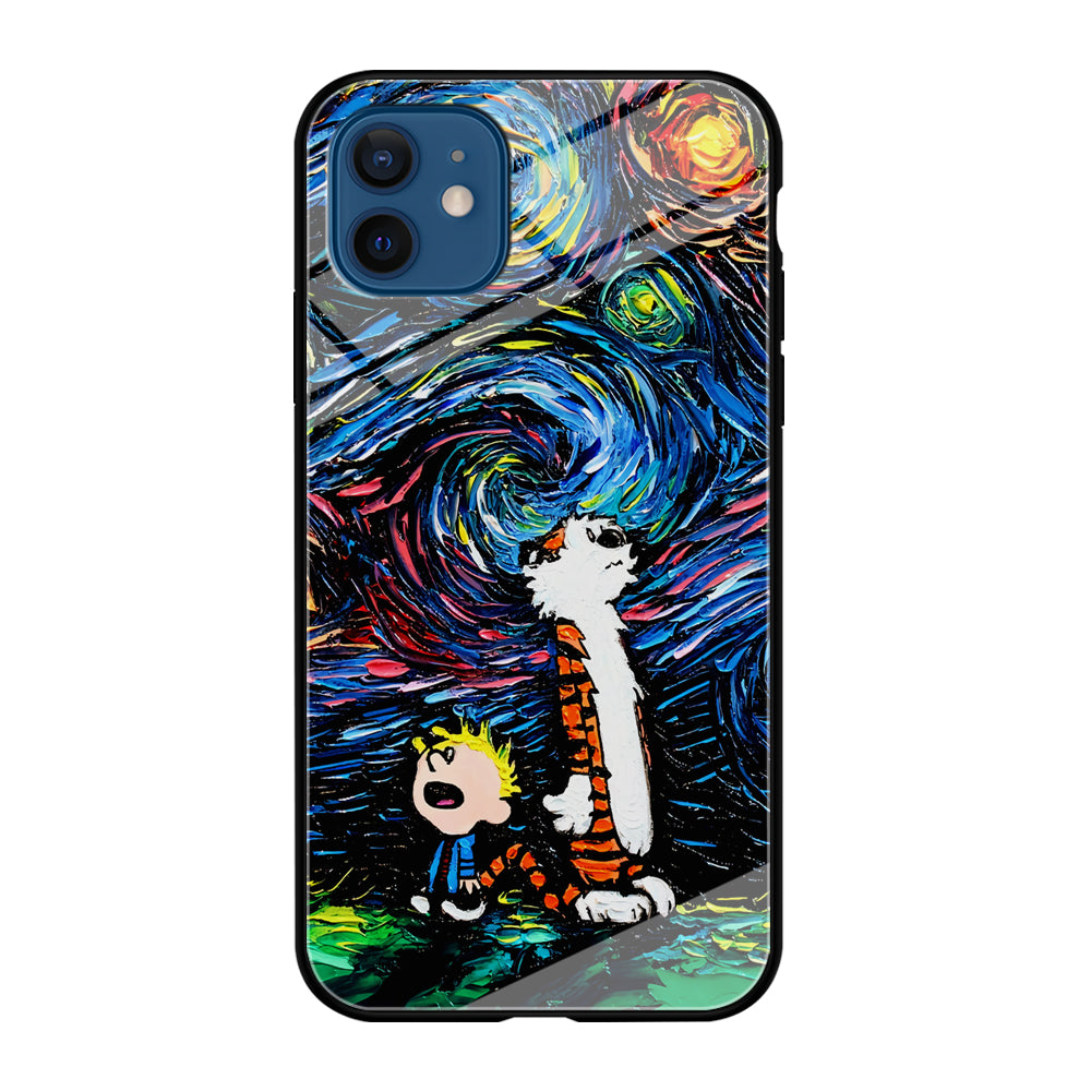 Calvin and Hobbes Starry Night iPhone 12 Mini Case-Phone Case-Tempered Glass Case-Altracase