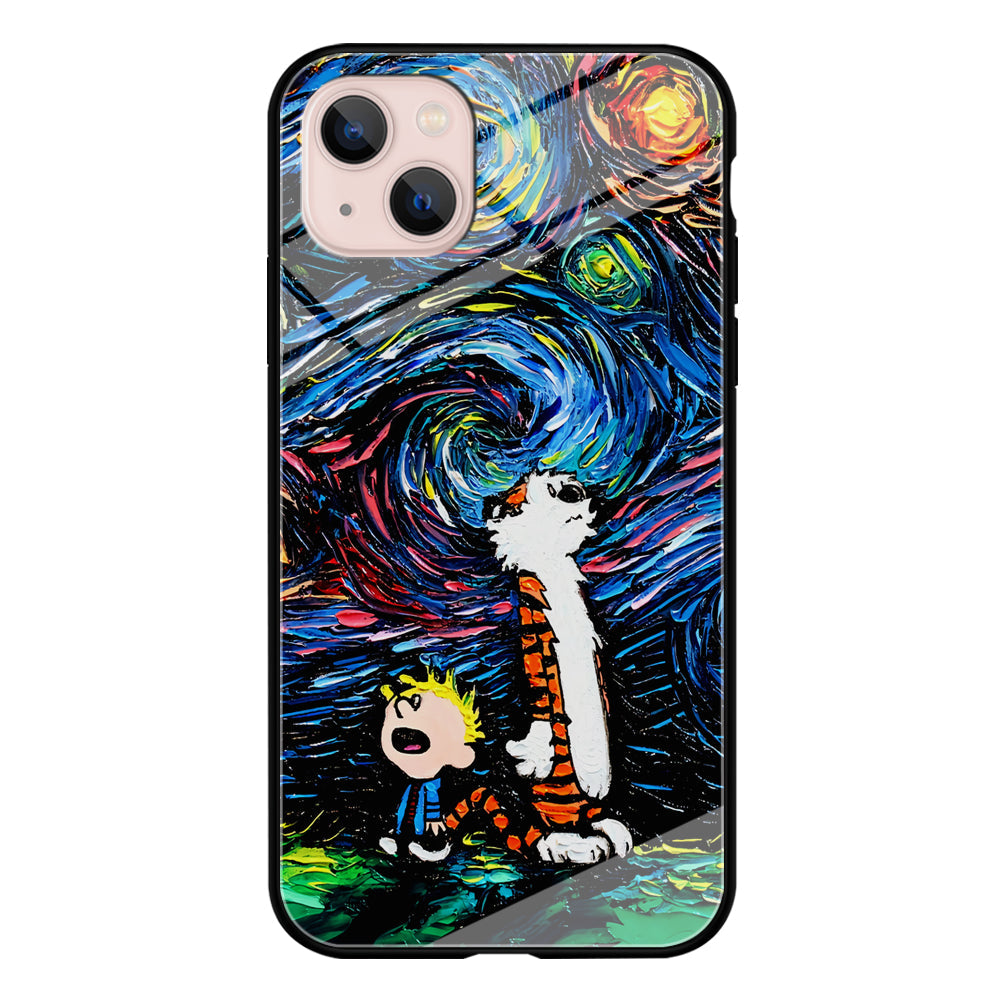 Calvin and Hobbes Starry Night iPhone 13 Case-Phone Case-Tempered Glass Case-Altracase