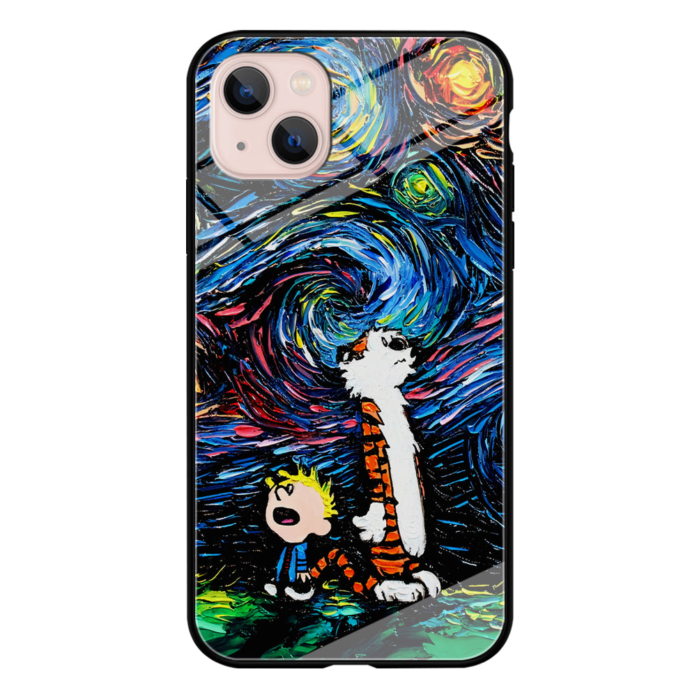 Calvin and Hobbes Starry Night iPhone 15 Case-Phone Case-Tempered Glass Case-Altracase
