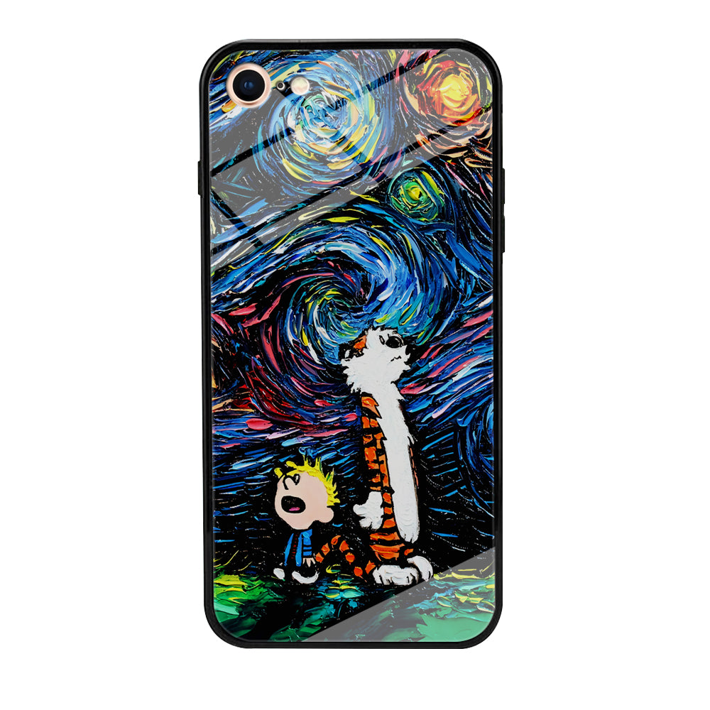 Calvin and Hobbes Starry Night iPhone 7 Case-Phone Case-Tempered Glass Case-Altracase