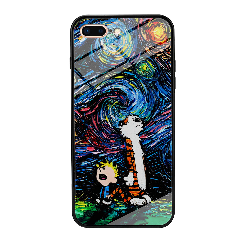 Calvin and Hobbes Starry Night iPhone 8 Plus Case-Phone Case-Tempered Glass Case-Altracase