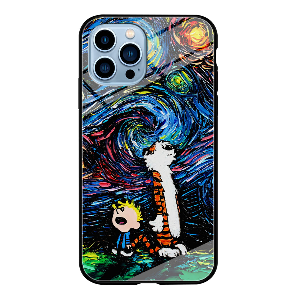 Calvin and Hobbes Starry Night iPhone 15 Pro Max Case-Phone Case-Tempered Glass Case-Altracase