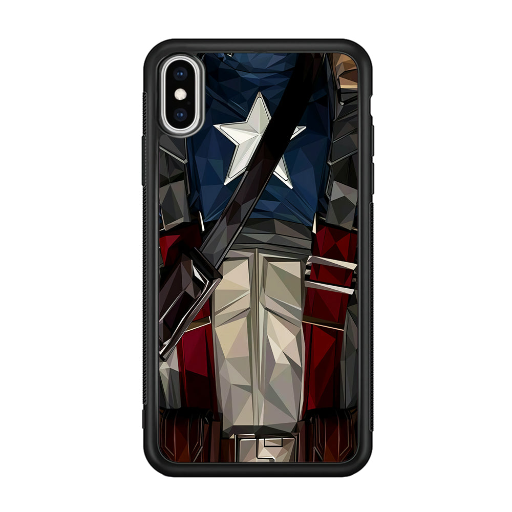Captain America Costume Suit iPhone X Case-Phone Case-Rubber Black (2D Case)-Altracase