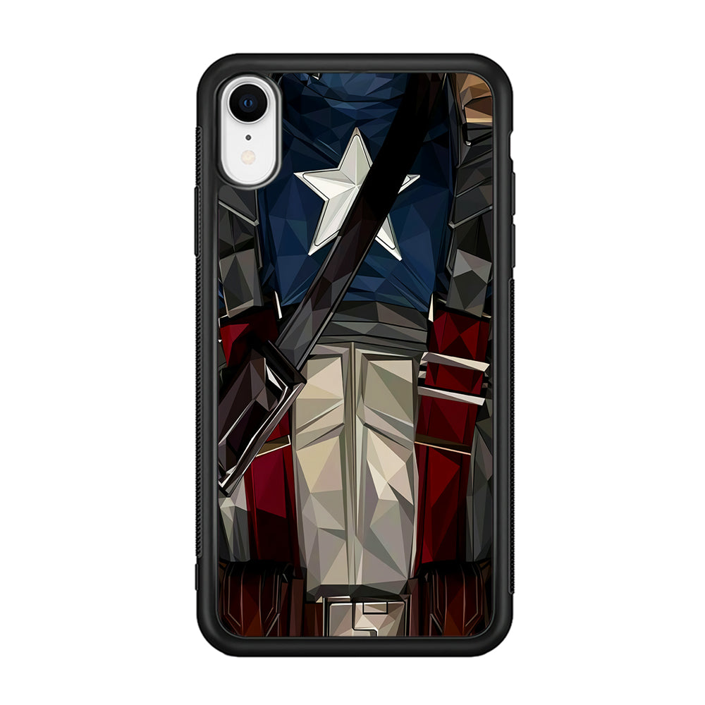 Captain America Costume Suit iPhone XR Case-Phone Case-Rubber Black (2D Case)-Altracase