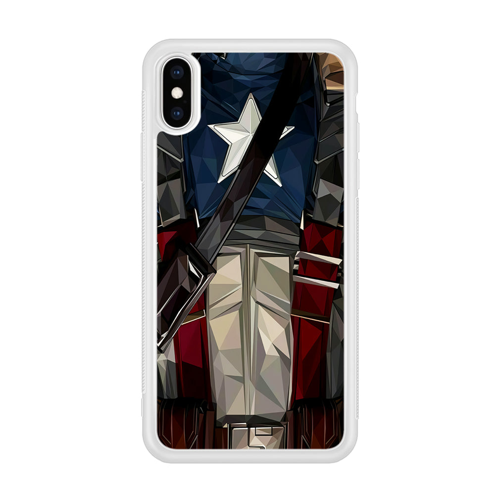 Captain America Costume Suit iPhone X Case-Phone Case-Rubber White (2D Case)-Altracase