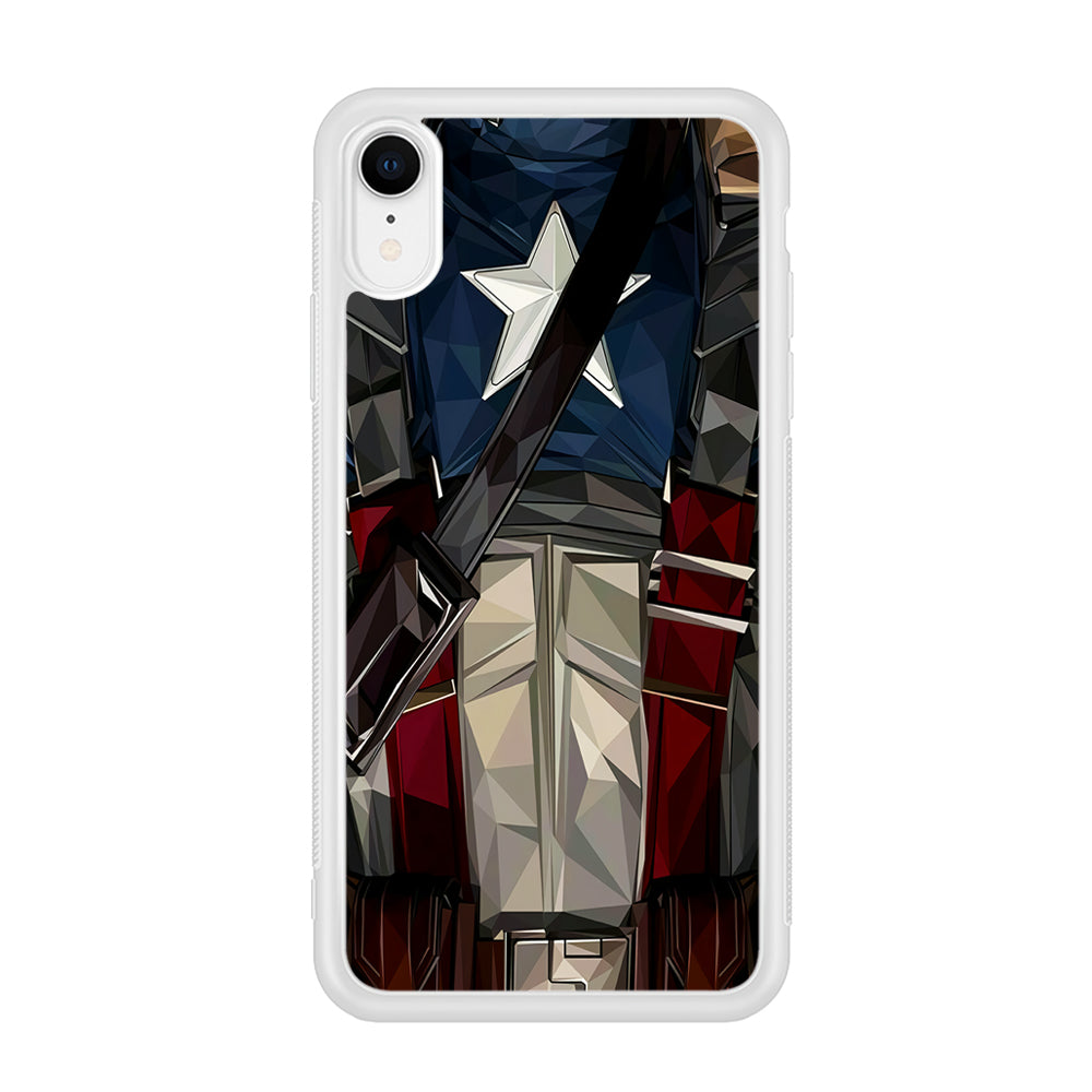 Captain America Costume Suit iPhone XR Case-Phone Case-Rubber White (2D Case)-Altracase