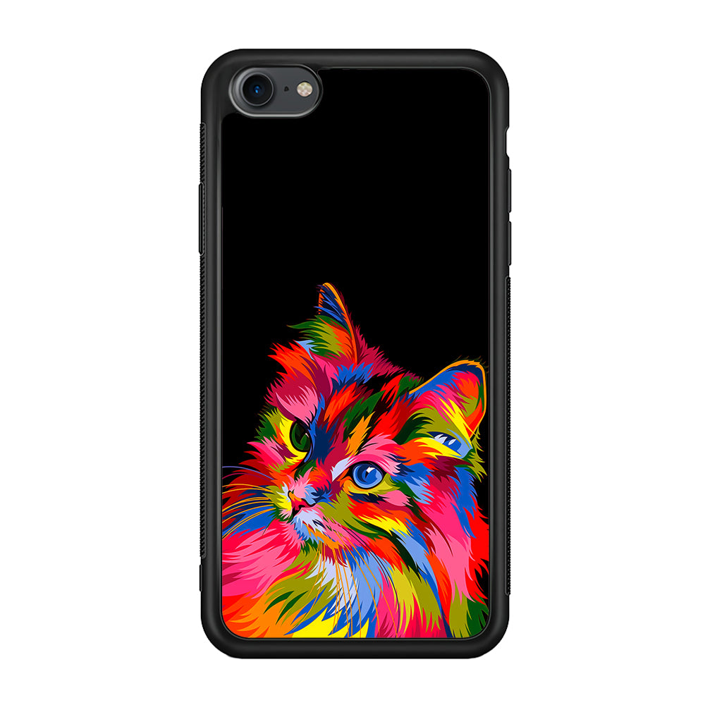 Cat Colorful Art Painting iPhone 7 Case-Phone Case-Rubber Black (2D Case)-Altracase