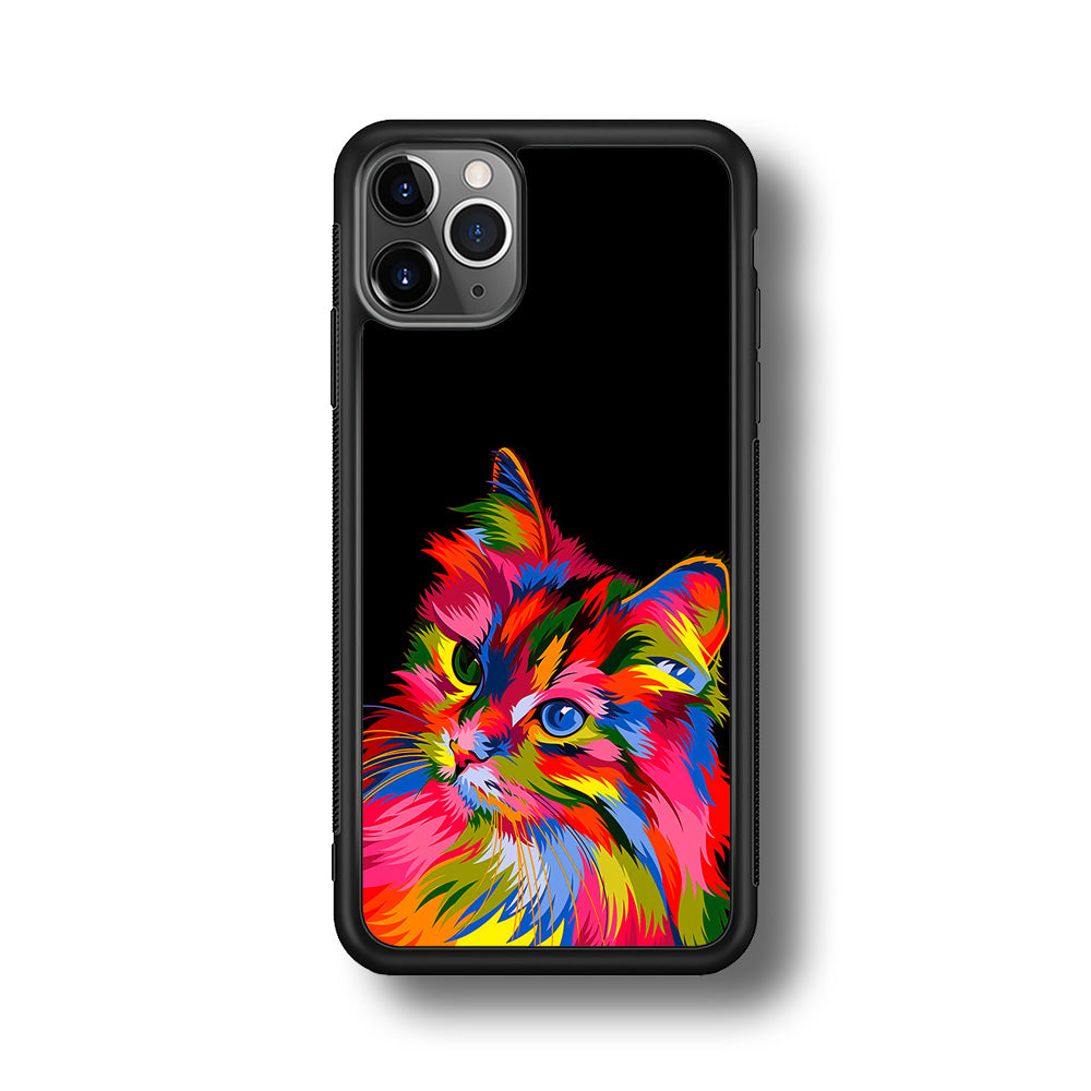 Cat Colorful Art Painting iPhone 11 Pro Case-Phone Case-Rubber Black (2D Case)-Altracase