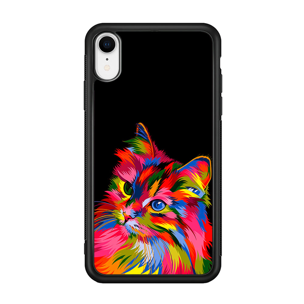 Cat Colorful Art Painting iPhone XR Case-Phone Case-Rubber Black (2D Case)-Altracase