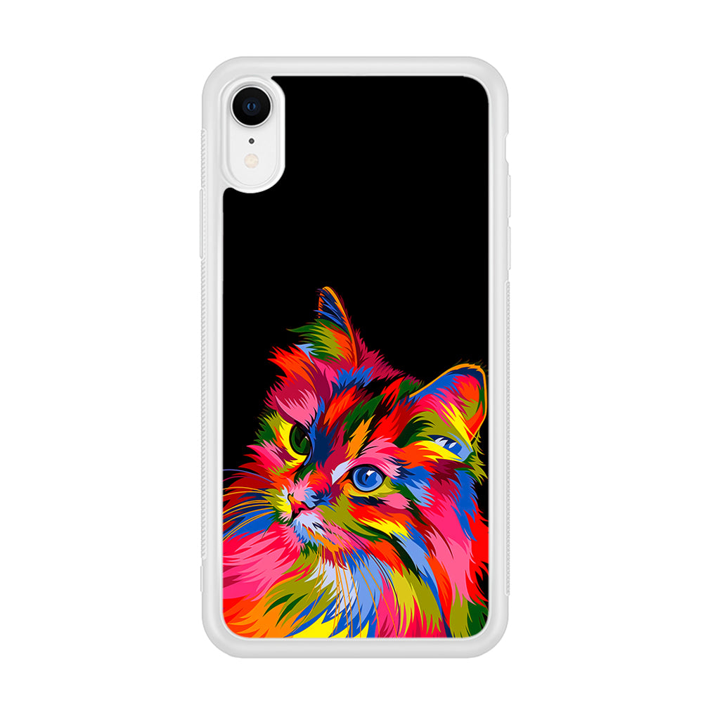 Cat Colorful Art Painting iPhone XR Case-Phone Case-Rubber White (2D Case)-Altracase