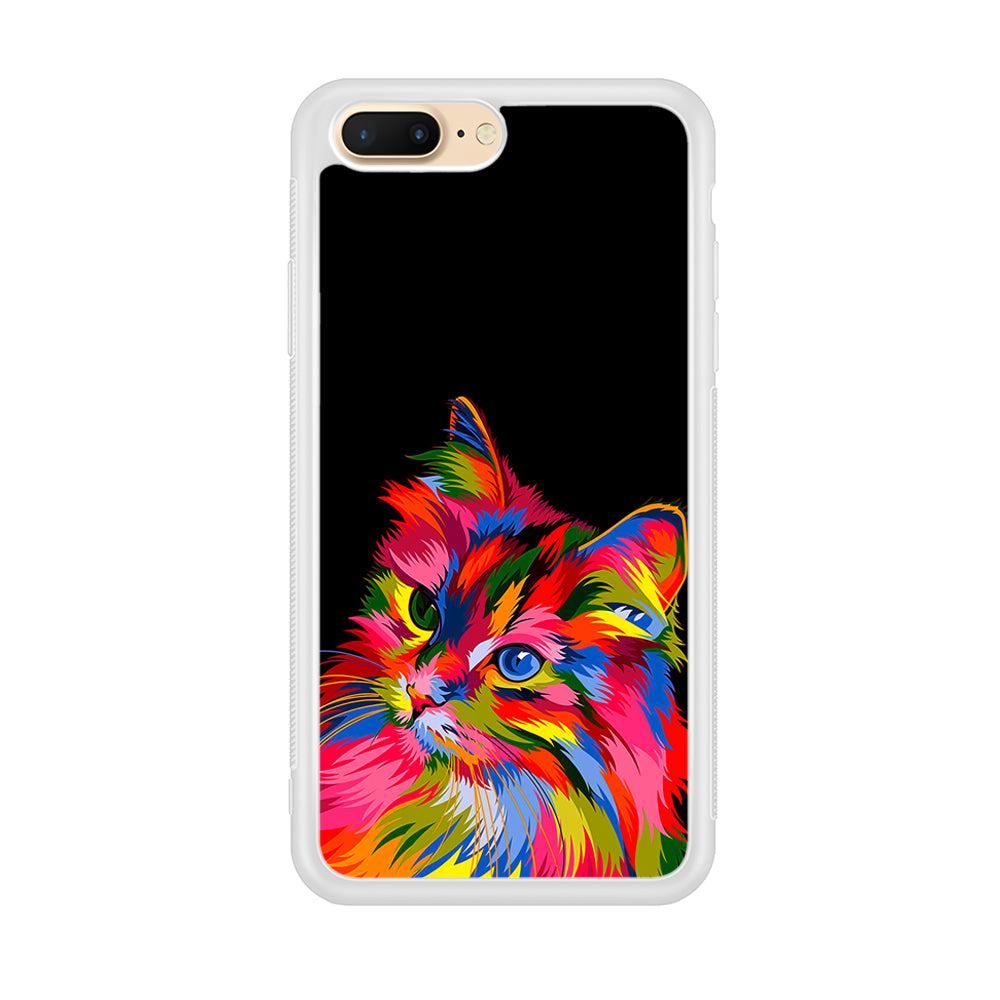 Cat Colorful Art Painting iPhone 8 Plus Case-Phone Case-Rubber White (2D Case)-Altracase